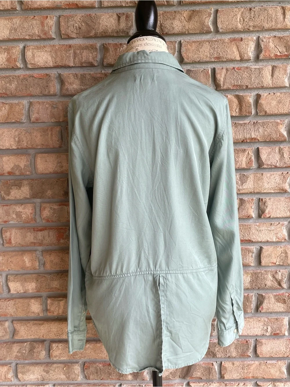 Lucky Brand Sage Green Button Front Ling Sleeve Shirt.
